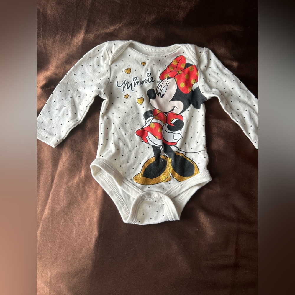 0/3 months girls Minnie Mouse longsleave onesie
